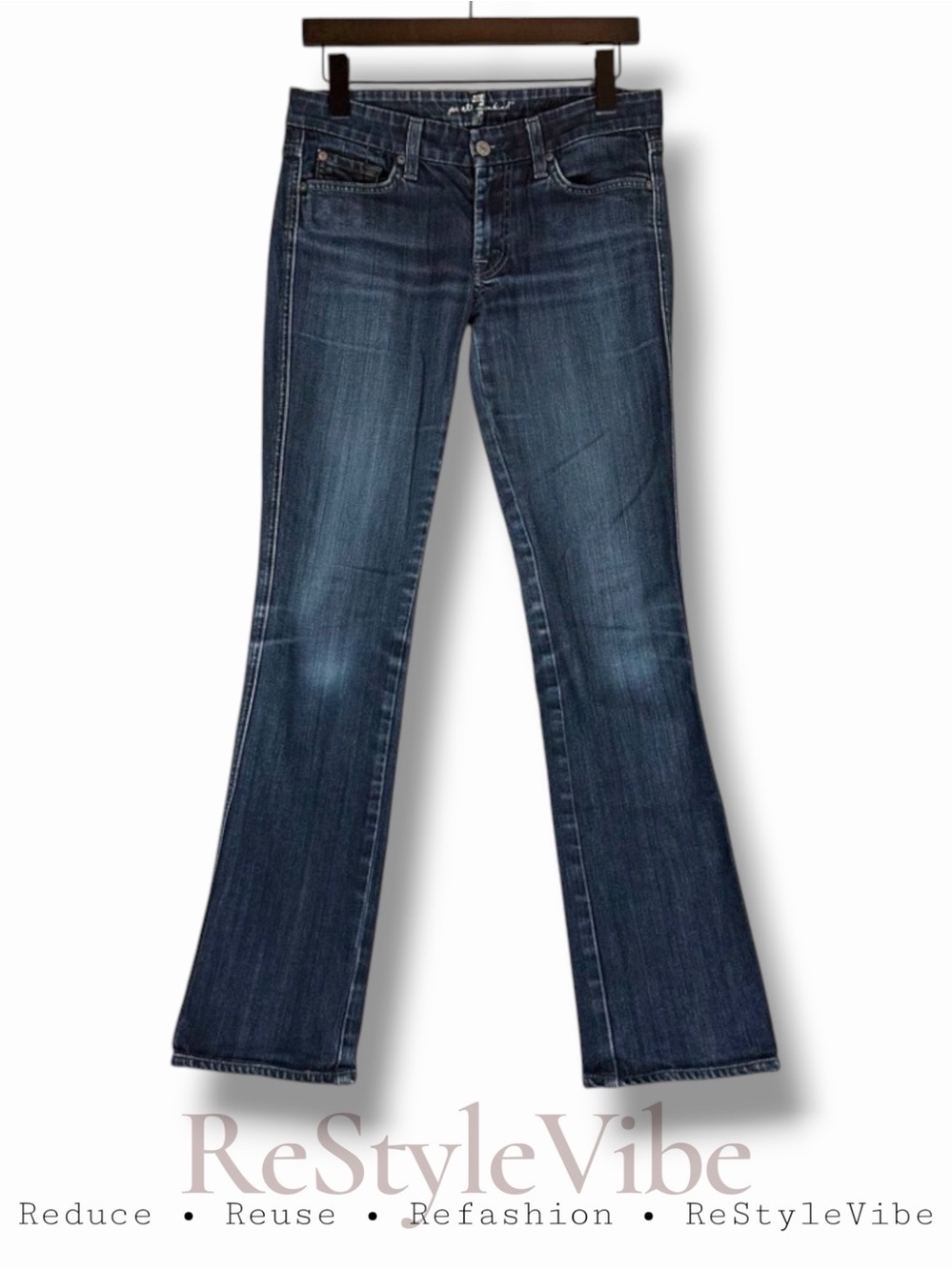 7 FOR ALL MANKIND Women’s Size 27 Denim Jeans Kale Style Fit Stretch Bootcut